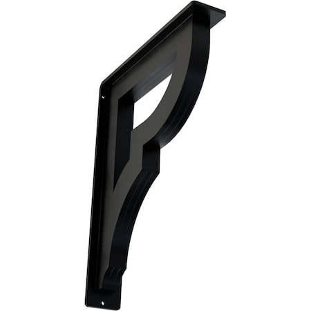 Ekena Millwork Bradford Wrought Iron Bracket, (Triple center brace), Powder Coated Black 2"W x 10"D x 12"H BKTM02X10X12TBR
